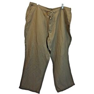 Cubavera Tan Linen Blend Flat Front Drawstring Pants XXL x 27 Vacation
